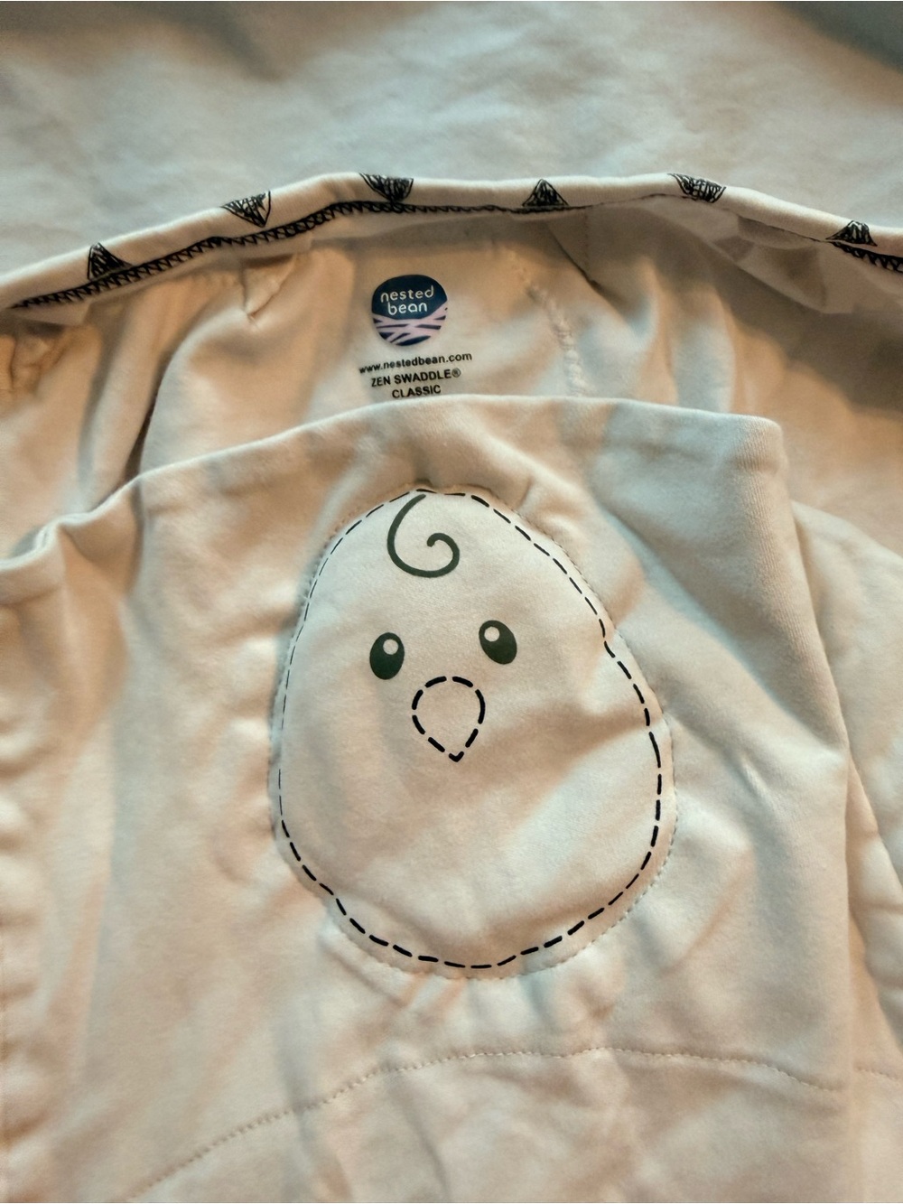 Nested Bean ZEN Swaddle - White with Black Trim and Chick Accents